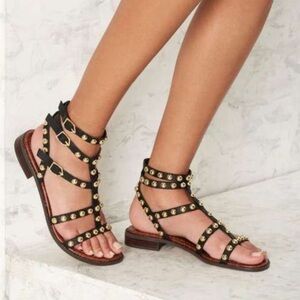 Sam Edelman Eavan Studded Gladiator Sandal Snake Black Leather Size 6